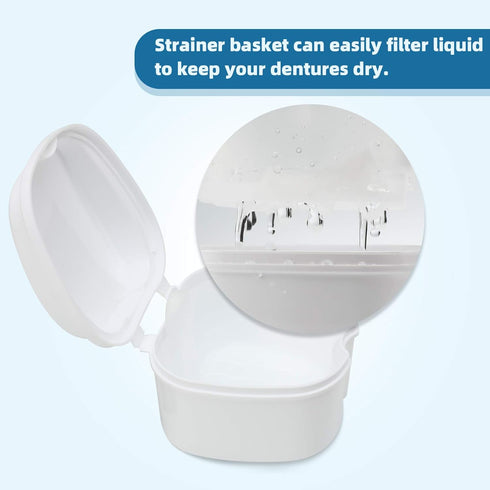 Annhua Dental Orthodontic Retainer Case, Travel Denture Cup Holder, Soaking Box for Cleaning and Storage