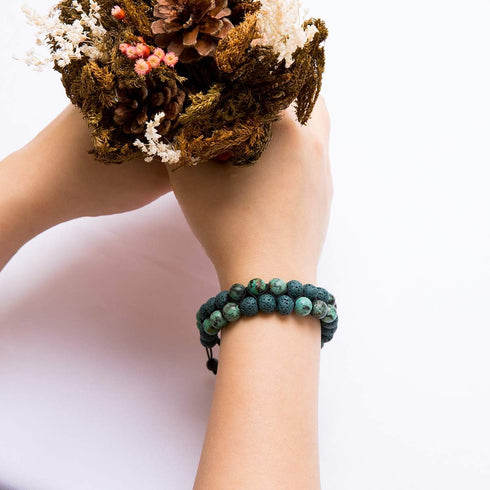 Bivei Aromatherapy Essential Oil Diffuser Bracelet - Lava Stone Bead Gemstone Anxiety Diffuser Bangle Cuff
