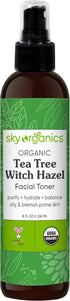 Sky Organics Organic Tea Tree & Witch Hazel for Face - Purifying Facial Toner to Hydrate, Soothe, Cleanse and Balance