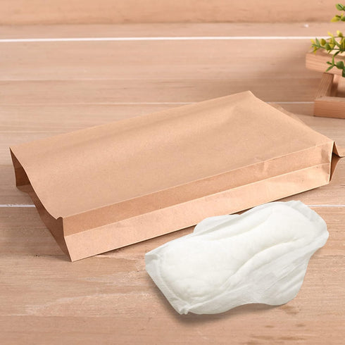 Disposable Paper Bag, 100 Pack Sanitary Napkin Disposal Bags, Sturdy and Waterproof Kraft Paper Bags for Feminine