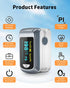 Fingertip Pulse Oximeter, Blood Oxygen Saturation Monitor, Heart Rate and Fast SpO2 Reading with OLED Screen and Lanyard