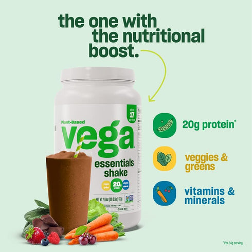Vega Essentials Plant Based Protein Powder, Vanilla - Vegan, Superfood, Vitamins, Antioxidants, Keto, Low Carb, Dairy