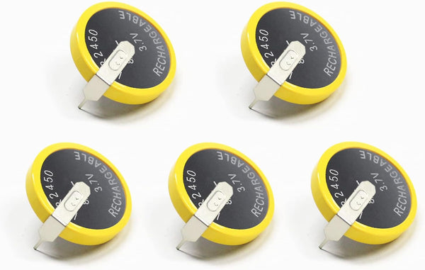 EEMB 5PCS LIR2450 120mah 3.7V Rechargeable Lithium-ion Coin Button Cell Batteries with Solder Tabs