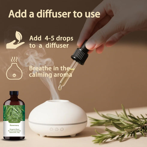Set, 16oz 4oz Lavender & Rosemary Essential Oils & Pure Natural Scent for Diffusers, Aromatherapy, Hair Care, Candle