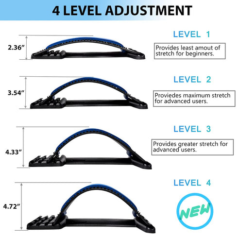 Back Stretcher, Lumbar Pain Relief Device (4 Level) | Multi-Level Back Cracker for Herniated Disc, Sciatica Support