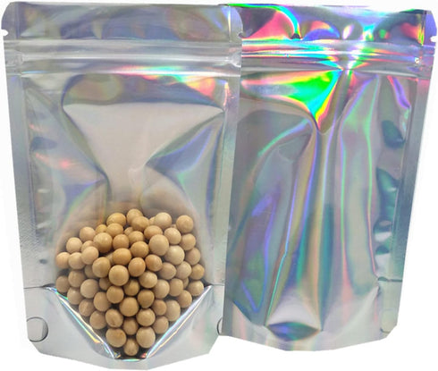 Resealable Stand Up Zipper Lock Bags | Clear Foil Food Storage Packaging | Heat Seal Pouches (50, 5.5x7.87 inch)