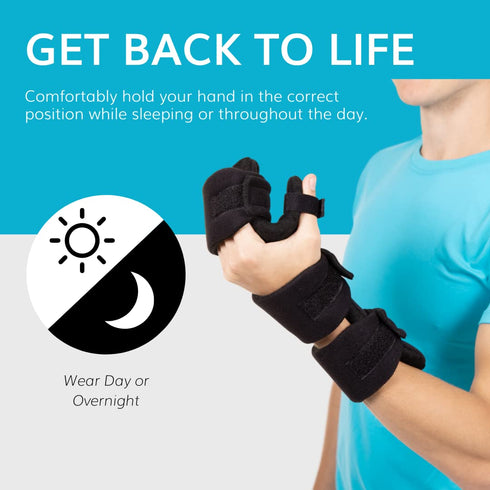 Immobilizer BraceAbility Soft Resting Hand Splint - Stroke Brace Right or Left Hand for Finger Contractures
