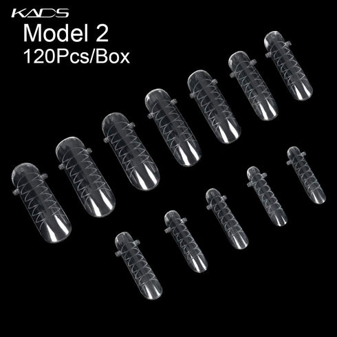 KADS 120PCS Clear Full Cover Dual Nail System Form for UV Gel Acrylic Nail Art Mold (MODEL 2)