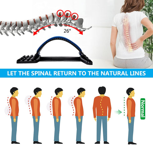 Back Stretcher, Lumbar Pain Relief Device (4 Level) | Multi-Level Back Cracker for Herniated Disc, Sciatica Support