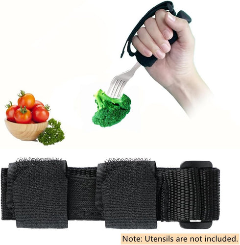 Universal Cuff Adaptive Utensil Holder, Adjustable Hand Strap for Elder Eating Assistance, Elastic Aid for Cutlery