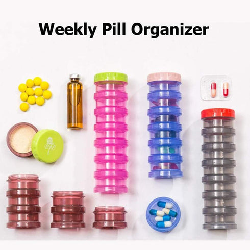 UVUBXT 7 Weekly Pill Organizer, Days Pill Case, Large Daily Travel Pill Case, Stackable Pill Box with Mosture Proof
