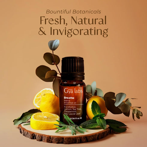 Gya Labs Breathe Essential Oil Blends, 100% Pure Natural Essential Oils from Eucalyptus, Peppermint and More for