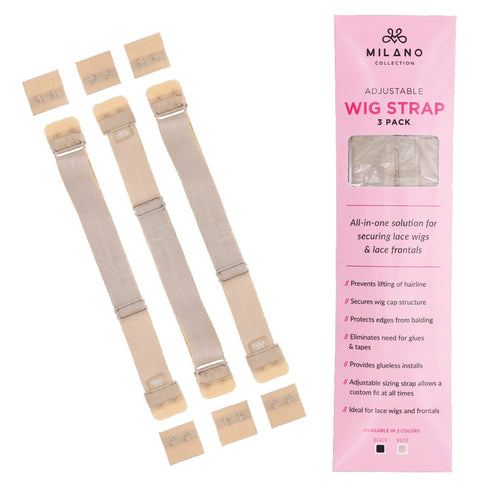 Milano Adjustable Elastic Wig Band with Hooks for Secure Fit & Comfort, Tan Wig Strap and Headband Accessories