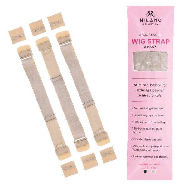 Milano Adjustable Elastic Wig Band with Hooks for Secure Fit & Comfort, Tan Wig Strap and Headband Accessories