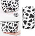 FITINI 3 Pieces Double Layer Makeup Bags, Large White Cows Waterproof Cosmetic Cases for Women Makeup Storage
