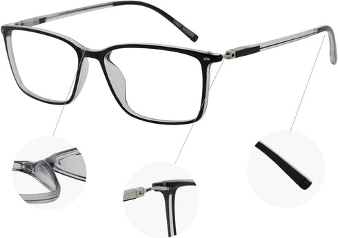 MARE AZZURO Reading Glasses Men Stylish Readers, Various Strengths (Transparent 100)