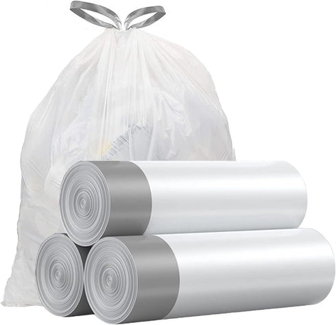 Small Trash Bags 4 Gallon - Drawstring Unscented Garbage Bags for Bathroom, 57 Count