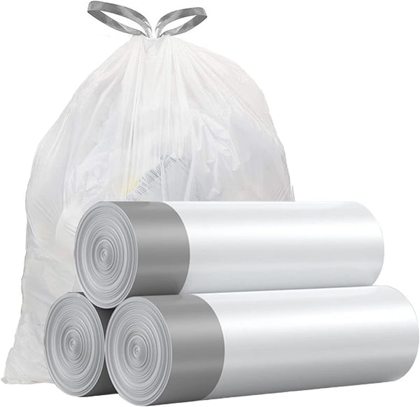Small Trash Bags 4 Gallon - Drawstring Unscented Garbage Bags for Bathroom, 57 Count