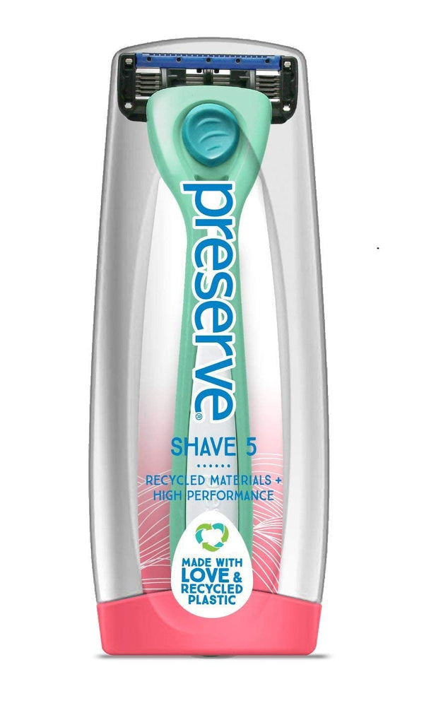 Preserve Shave 5 Blade Refillable Razor - Made from Recycled Materials, Assorted Colors
