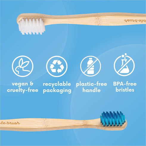 The Humble Co. Bamboo Toothbrushes (5pk) for Superior Oral Care, BPA Free, Ultra Soft Bristles