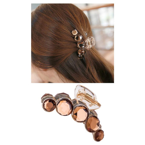 Lawie 4 Pack Clear Gold Blue Brown Crystal Gems Glitter Hair Claw Clips, Fancy Plastic Octopus Hair Accessories