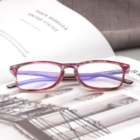 JOSCHOO Computer Reading Glasses Blue Light Blocking Readers for Men and Women (Purple Stripe, 3.0)