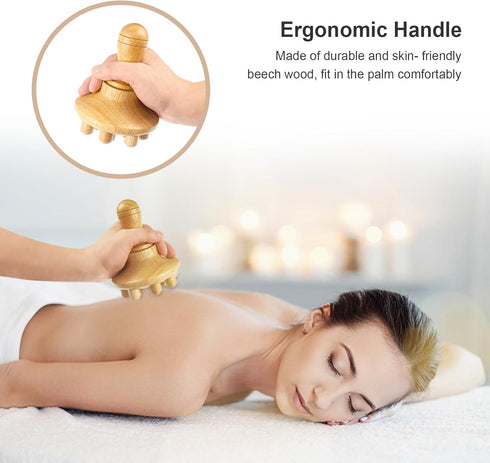 Tool-5.5 4.3 inches Wood Therapy Massage Tool Wooden Lymphatic Drainage Massager One-Handed Body Sculpting