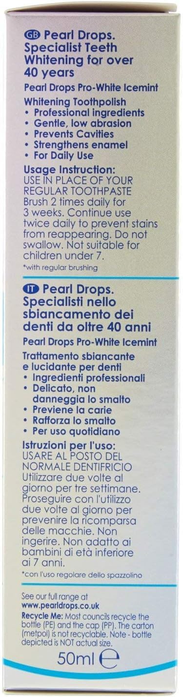 Pearl Drops Whitening Toothpolish, Ice White Freshmint Boost, 50ml