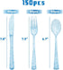 150 Pack Blue Plastic Silverware Blue Glitter Silverware Plastic Utensils Set 50 Blue Plastic Forks, 50 Blue Knives, 50 Blue Spoons for Brithday, Baby Shower, Picnic by joy akkess