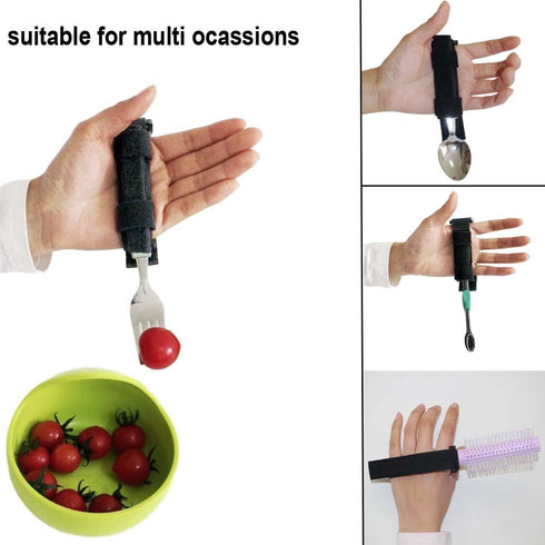 Adaptive Utensil Holder Arthritis Eating Aids Universal Cuff Fork Spoon Fixer Strap Hand Grip Assistive Holder for Parkinson Stroke Arthritis Tremors Weak Grip Patient Disabled