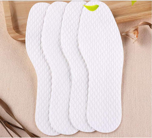 10 Pairs White Disposable Breathable Slim Barefoot Insoles, Natural Sweat Treatment Shoe Insert Pads for Women