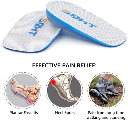 SQHT Heel Lift for Achilles Tendonitis and Leg Length Discrepancy, Shoe Inserts for Men and Women (Blue&Beige, Small)