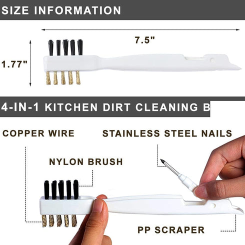 Kitchen Cleaning Scrub Brush - Deep Gas Stove Brass Wire Brushes with Stiff Bristles & Cooktop Scraper, Scrubber