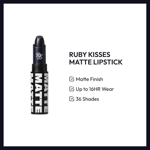 Ruby Kisses Lipstick - Matte Finish, Long-Lasting, Highly Pigmented, Smooth Apply Full Coverage Lip Color Makeup