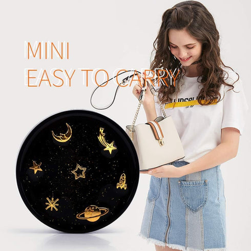 Contact Lens Case, Cute Moon and Stars Holder Kit with Remover Tool, Tweezers, Mirror, Storage Box