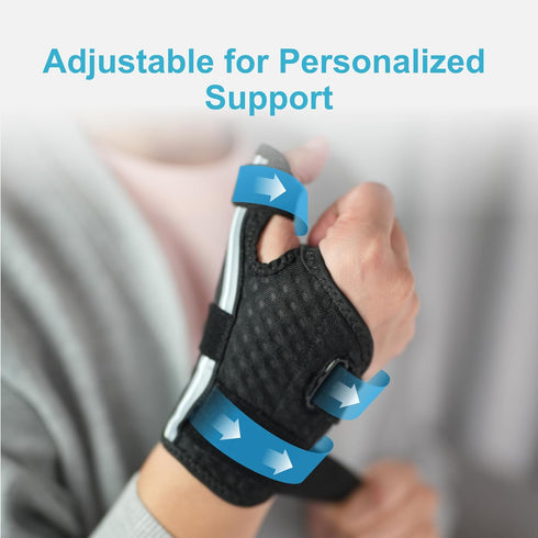 SciWil 6.7''-8.7'' Adjustable Thumb Brace with Triple-Strap System Unisex | Breathable Spica Splint for Arthritis, De