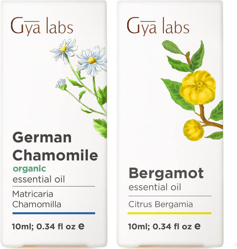 Organic German Chamomile Essential Oil for Diffuser & Bergamot Oil for Hair