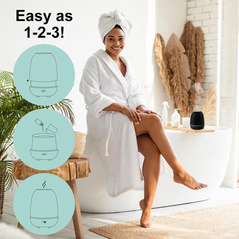 SpaRoom Mini Majesto Ultrasonic Essential Oil Diffuser, 100 mL Water Capacity, Matte Black for Medium Rooms