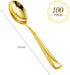 WDF 100 Pack Gold Plastic Spoons Disposable, 6.9 Inch Heavy Duty Spoons for Parties, Weddings