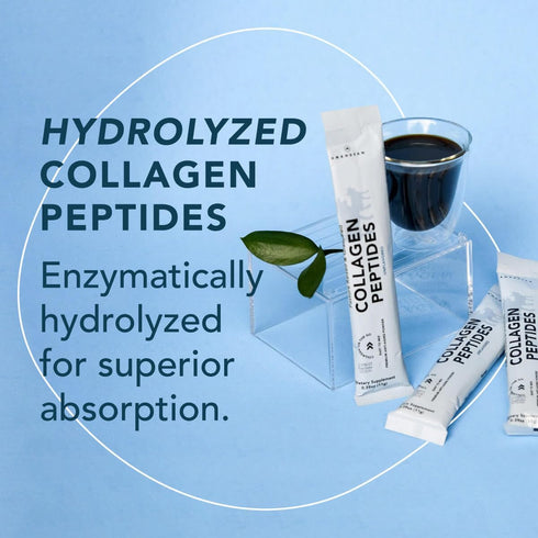 AMANDEAN Collagen Peptides Powder Packets - 30 Individual Stick Packs, Grass-Fed Hydrolyzed Protein