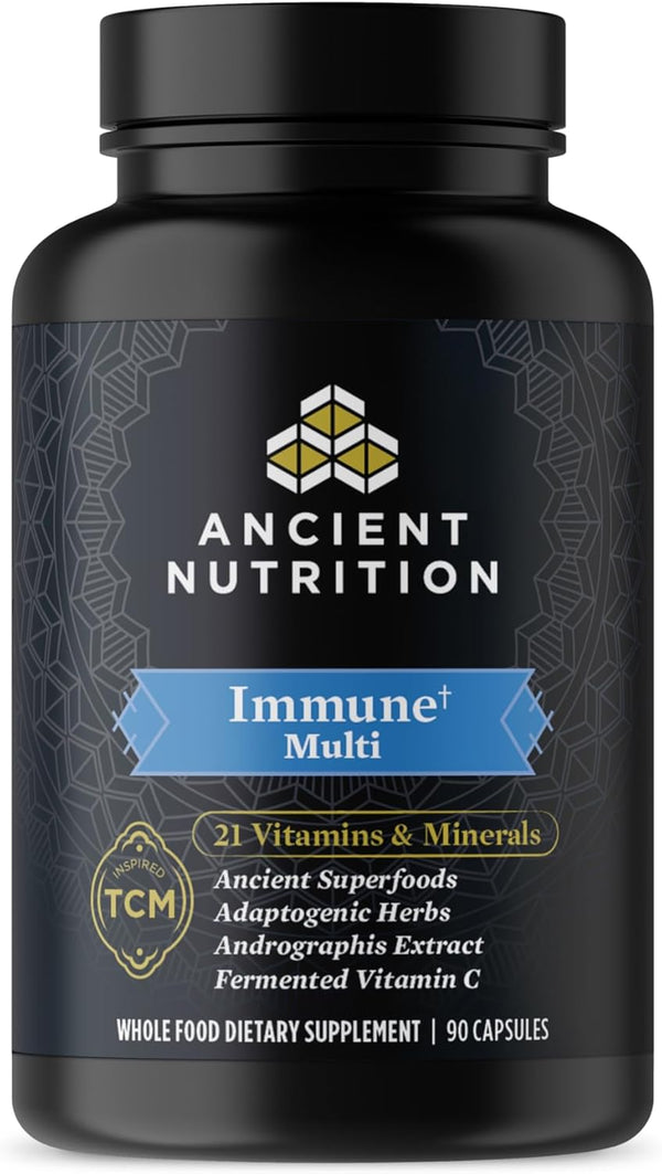 Ancient Nutrition Multivitamin for Immune Support, 21 Vitamins and Minerals with Vitamin D & C, 90 Capsules