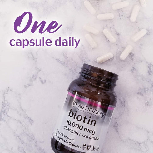 Bluebonnet Nutrition Beautiful Ally Biotin 10,000 mcg - Strengthen Hair & Nails, Vegan, 90 Vegetable Capsules