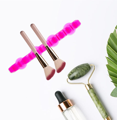 1Pcs Silicone Makeup Brush Holder, Cosmetic Brush Drying Rack with Suction Cup for Display Stand