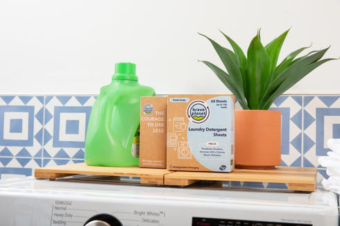 Brave Planet Laundry Detergent Sheets, 60 Sheets | Fragrance Free, Eco-Friendly, Removes Dirt, Stains, Odors