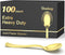 100 Count Heavy Duty Gold Plastic Spoons, BPA-Free, Heat Resistant, Premium Disposable Spoons for Party Supply