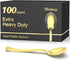 100 Count Heavy Duty Gold Plastic Spoons, BPA-Free, Heat Resistant, Premium Disposable Spoons for Party Supply