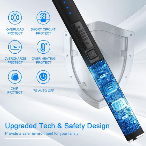 Electric Arc Windproof Lighter, Flameless USB Rechargeable Lighter with Safety Lock for Camping