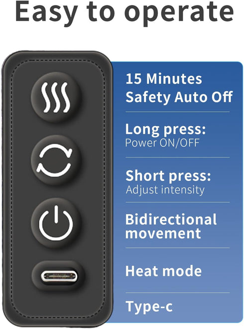 HawuMasseur ,4D 4 Shiatsu Neck and Back Massager ,With Heating and Bidirectional Rotation Heads Electric Massage Pillow