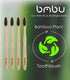 bmbu Bamboo Toothbrush 4 Pack - Medium/Soft Charcoal Bristles, Wooden Handle, Eco-Friendly Vegan Gift Idea