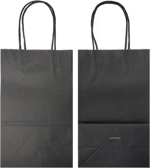 AZOWA Black Kraft Paper Gift Bags with Handles - 12 Pcs, 5 x 3.1 x 8.2 in